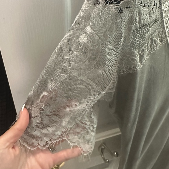 Excellent condition.  Only worn one.  V-neck laced sleeve shirt.  So soft. - Picture 3 of 3